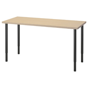 MÅLSKYTT / OLOV Desk, birch, black, 140x60 cm