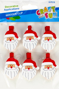 Christmas Wooden Clips Santa 6pcs