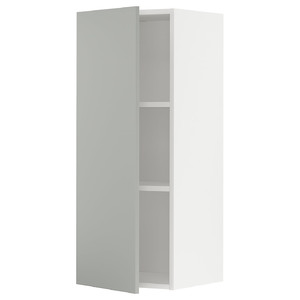 METOD Wall cabinet with shelves, white/Havstorp light grey, 40x100 cm