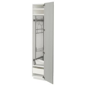 METOD / MAXIMERA High cabinet with cleaning interior, white/Havstorp light grey, 40x60x200 cm