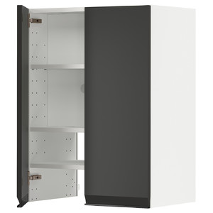 METOD Wall cb f extr hood w shlf/door, white/Upplöv matt anthracite, 60x80 cm