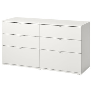 VIHALS Chest of 6 drawers, white/anchor/unlock-function, 140x47x75 cm