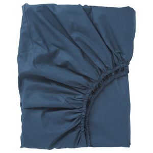 ULLVIDE Fitted sheet, dark blue, 180x200 cm