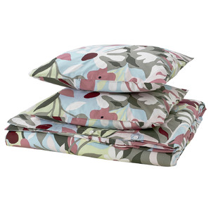 KORSKOVALL Duvet cover and 2 pillowcases, multicolour/floral pattern, 200x200/50x60 cm