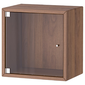 EKET Wall cabinet with glass door, brown walnut effect, 35x25x35 cm