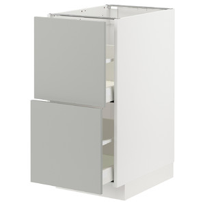 METOD / MAXIMERA Base cb 2 fronts/2 high drawers, white/Havstorp light grey, 40x60 cm