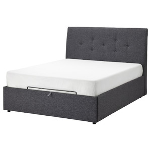 IDANÄS Upholstered ottoman bed, Gunnared dark grey, 160x200 cm