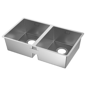 NORRSJÖN Inset sink, 2 bowls, stainless steel, 73x44 cm