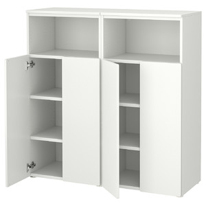 SMÅSTAD / PLATSA Storage combination, white/white with 2 shelves, 120x42x123 cm