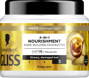 SCHWARZKOPF Gliss 4-in-1 Nourishment Bond-Building Hair Butter 97% Natural 400ml