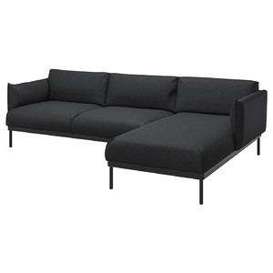 ÄPPLARYD 3-seat sofa with chaise longue, Gunnared black/grey