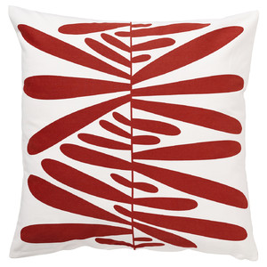 MAJSMOTT Cushion cover, off-white/red, 50x50 cm