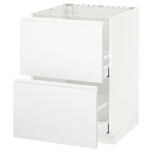 METOD / MAXIMERA Base cab f sink+2 fronts/2 drawers, white, Voxtorp matt white, 60x60 cm