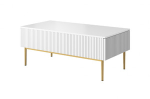 Coffee Table with 2 Drawers Nicole, matt white/gold legs