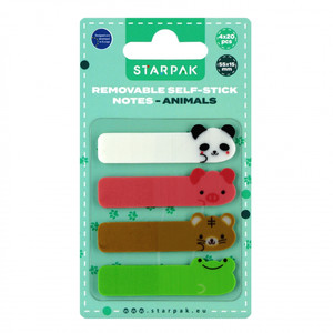 Removable Self-stick Notes Animals 55x15mm, 4x 20pcs