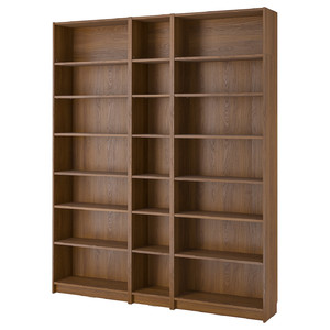 BILLY Bookcase comb w extension units, brown walnut effect, 200x28x237 cm