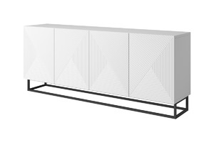 Four-Door Cabinet 200 cm Asha, metal legs, matt white