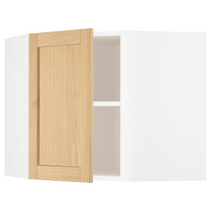 METOD Corner wall cabinet with shelves, white/Forsbacka oak, 68x60 cm