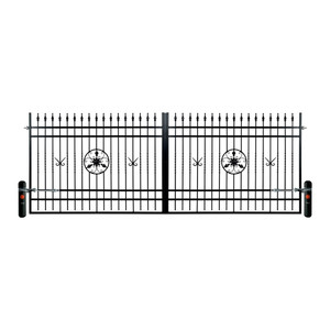 Double Swing Gate with Opening Mechanism 400 x 150 cm, galvanized, black