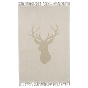 HEMMAVE Blanket, beige/deer pattern, 120x180 cm