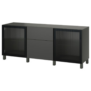 BESTÅ Storage combination with drawers, dark grey Lappviken/Stubbarp/Fällsvik anthracite, 180x42x74 cm