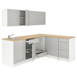 KNOXHULT Corner kitchen, grey, 243x164x220 cm