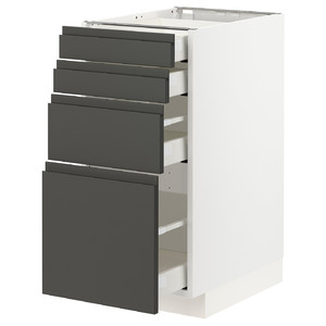 METOD/MAXIMERA Base cab 4 frnts/4 drawers, white/Voxtorp dark grey, 40x60x80 cm