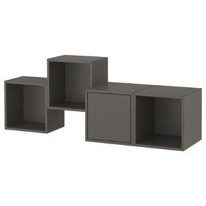 EKET Wall-mounted cabinet combination, dark grey, 140x35x53 cm