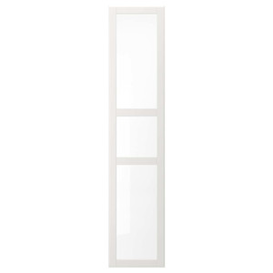 TYSSEDAL Door with hinges, white, glass, 50x229 cm