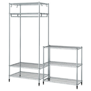 OMAR Shelving unit with clothes rail, with 1 shelf/galvanised, 186x50x201 cm