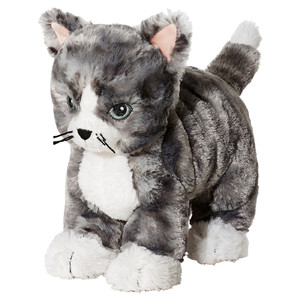 LILLEPLUTT Soft toy, cat grey, white