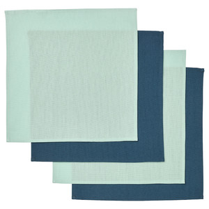 SVARTSENAP Napkin, light turquoise/dark green-blue, 35x35 cm, 4 pack