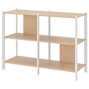 JÄTTESTA Shelving unit, white/light bamboo, 120x85 cm