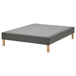 LYNGÖR Slatted mattress base with legs, dark grey, 140x200 cm