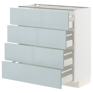 METOD / MAXIMERA Base cab 4 frnts/4 drawers, white/Kallarp light grey-blue, 80x37 cm