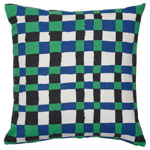 PLATTLUMMER Cushion cover, green/blue, 50x50 cm