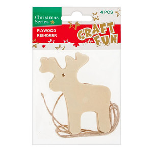 Christmas Decorations Plywood Reindeer 4pcs