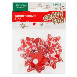 Christmas Decorations Wooden Shape Star 12pcs