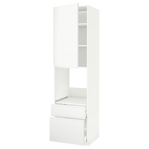 METOD / MAXIMERA Hi cab f ov w dr/2 frnt/1 m/1 h drw, white/Voxtorp matt white, 60x60x220 cm