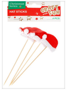 Christmas Decorations Hat Sticks 4pcs