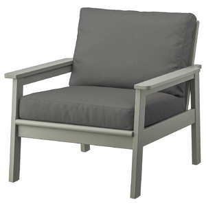 BONDHOLMEN Armchair, outdoor, grey stained, Frösön/Duvholmen dark grey