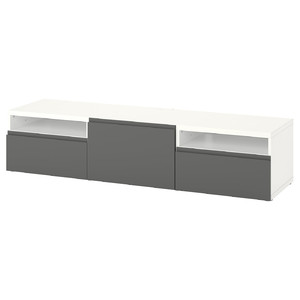 BESTÅ TV bench, white/Västerviken dark grey, 180x42x39 cm