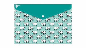 Case Envelope Plastic Wallet File with Button A4, PP, panda