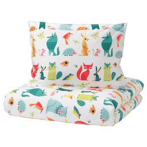LATTJO Quilt cover and pillowcase, animal, multicolour