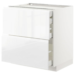 METOD / MAXIMERA Base cb 2 frnts/2 low/1 md/1 hi drw, white, Voxtorp high-gloss, white, 80x60 cm