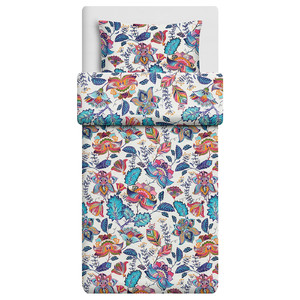 VITKNAVEL Duvet cover and pillowcase, flower/multicoloured, 150x200/50x60 cm