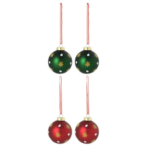 VINTERFINT Decoration, bauble, glass mixed colours, 5 cm, 4 pack