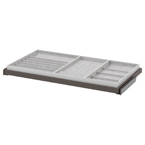 KOMPLEMENT Pull-out tray with insert, dark grey/light grey, 100x58 cm