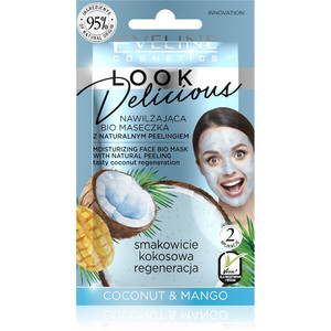 Eveline Look Delicious Moisturizing Face Bio Mask Coconut & Mango Vegan Natural 10ml