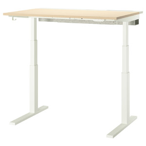 MITTZON Desk sit/stand, electric birch veneer/white, 120x80 cm